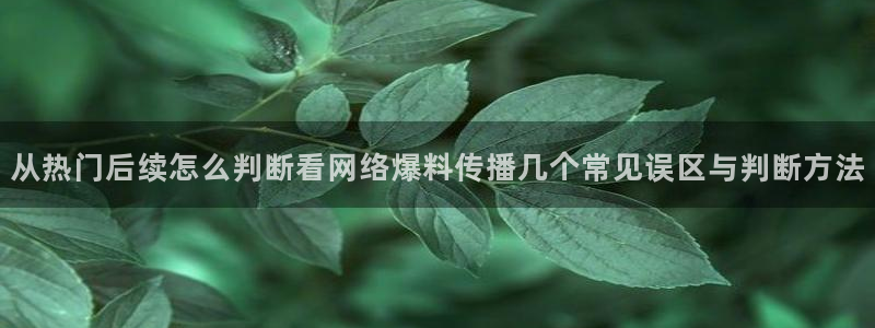 吃瓜群众在线:从热门后续怎么判断看网络爆料传播几个常见误区与判断方法